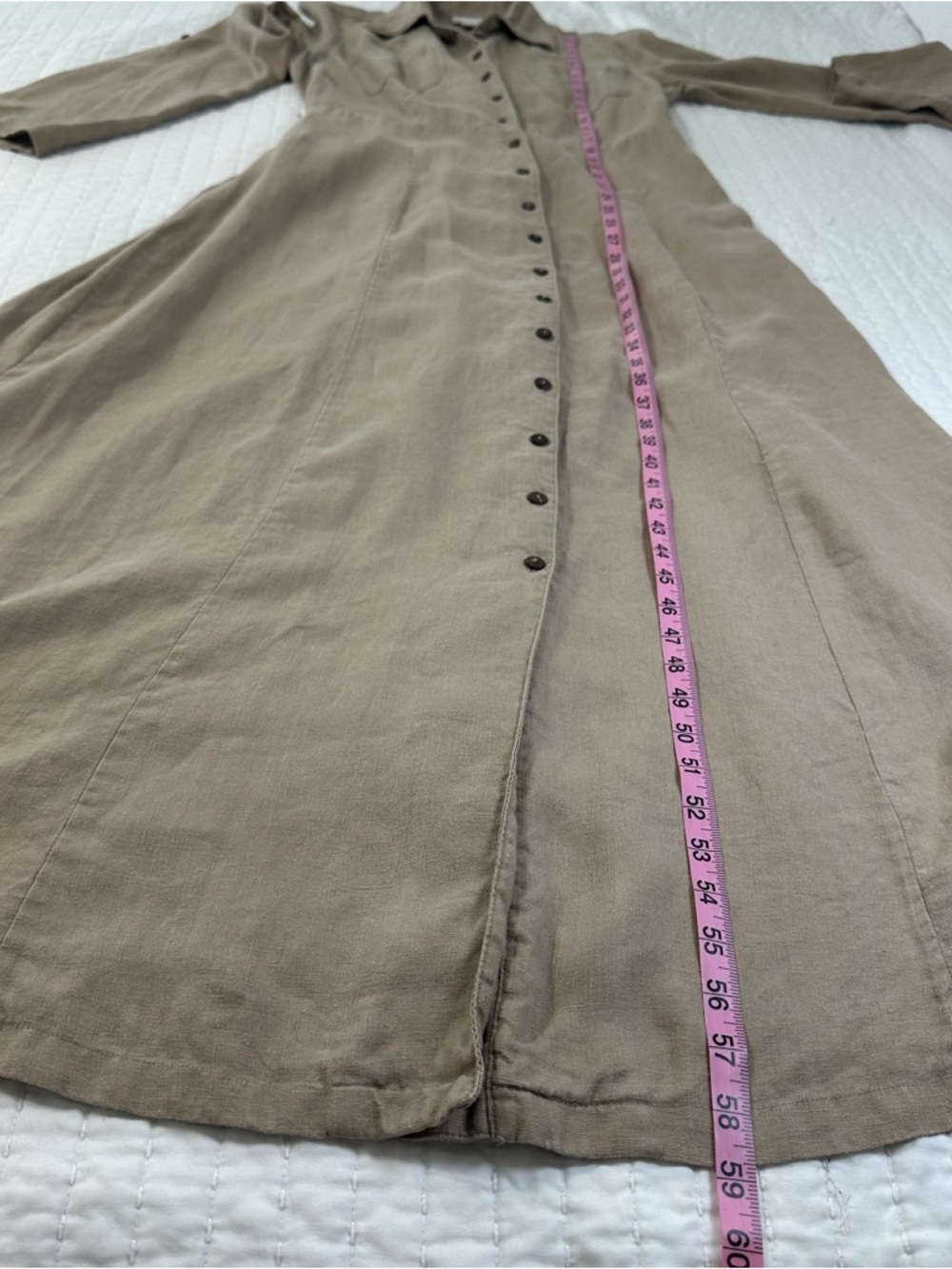 Soft Surroundings 100% Linen Tan Button-Front With Two Front Pockets Maxi Dress - Picture 4 of 14